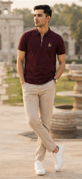 Heritage  Polo Shirt – Burgundy Gold Edition