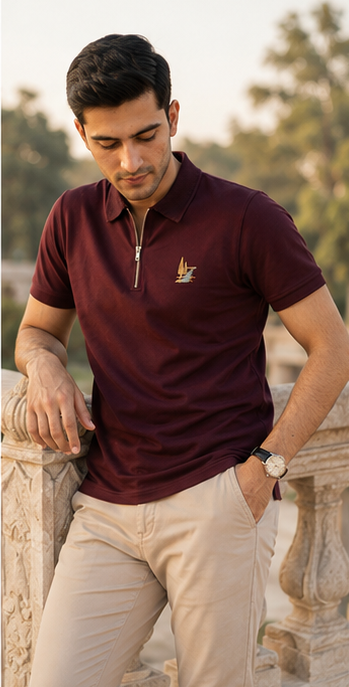 Heritage  Polo Shirt – Burgundy Gold Edition