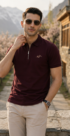 Hunza Mountain Polo Shirt – Burgundy Edition