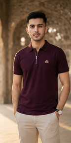 Lahore Heritage Polo Shirt – Burgundy Gold Edition