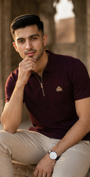 Lahore Heritage Polo Shirt – Burgundy Gold Edition