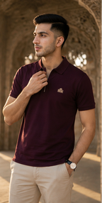 Lahore Heritage Polo Shirt – Burgundy Gold Edition