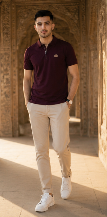 Lahore Heritage Polo Shirt – Burgundy Gold Edition