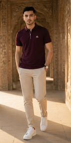 Lahore Heritage Polo Shirt – Burgundy Gold Edition
