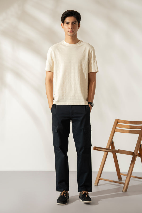 PIQUE STRIPE T-SHIRT - OFF WHITE
