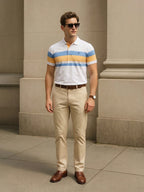 Premium white Striped  Polo