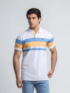 Premium white Striped  Polo