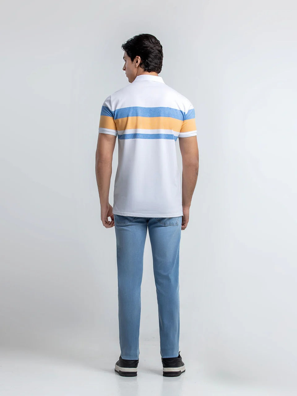 Premium white Striped  Polo