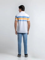 Premium white Striped  Polo