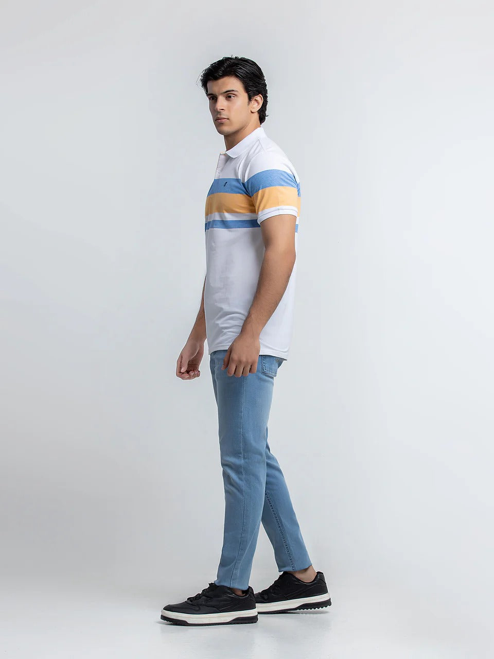 Premium white Striped  Polo