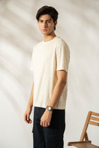 PIQUE STRIPE T-SHIRT - OFF WHITE