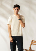 PIQUE STRIPE T-SHIRT - OFF WHITE